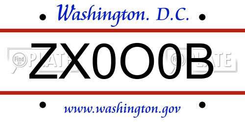ZX0O0B District Of Columbia License Plate