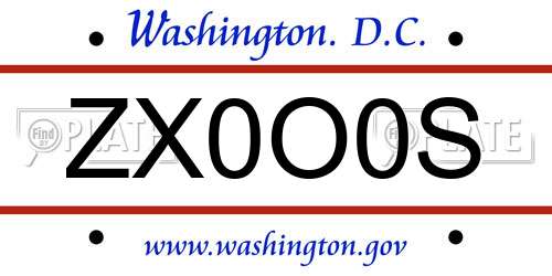 ZX0O0S District Of Columbia License Plate