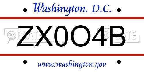 ZX0O4B District Of Columbia License Plate