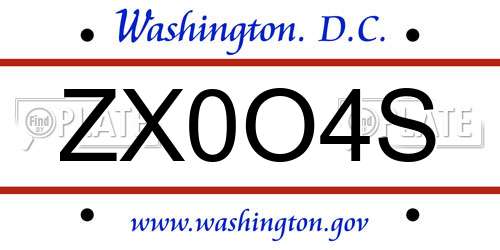 ZX0O4S District Of Columbia License Plate