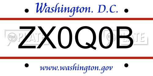 ZX0Q0B District Of Columbia License Plate