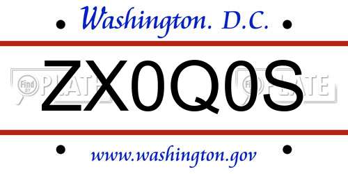 ZX0Q0S District Of Columbia License Plate