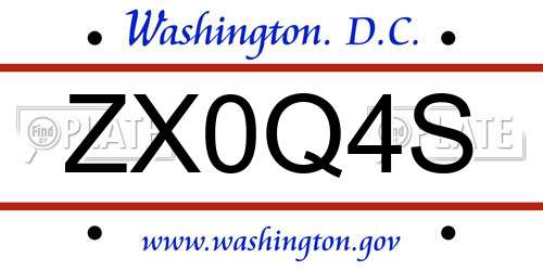 ZX0Q4S District Of Columbia License Plate