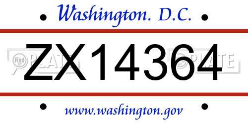 ZX14364 District Of Columbia License Plate