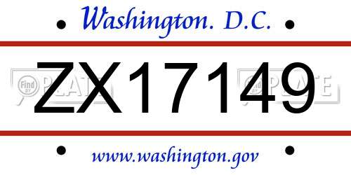 ZX17149 District Of Columbia License Plate