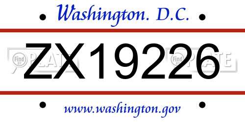 ZX19226 District Of Columbia License Plate