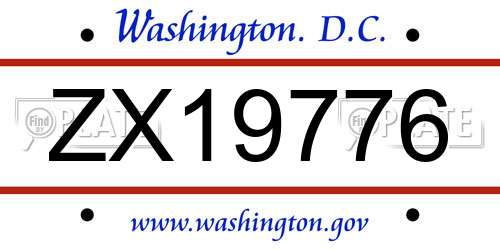 ZX19776 District Of Columbia License Plate