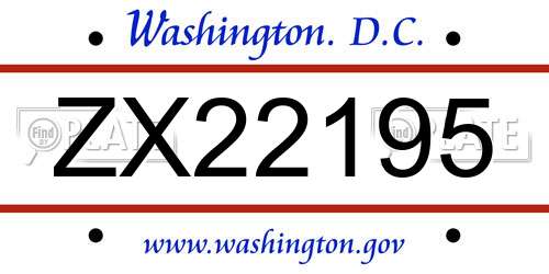 ZX22195 District Of Columbia License Plate