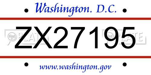 ZX27195 District Of Columbia License Plate