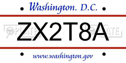 ZX2T8A District Of Columbia License Plate