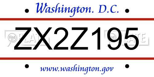ZX2Z195 District Of Columbia License Plate