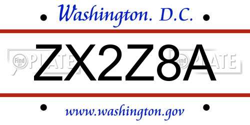 ZX2Z8A District Of Columbia License Plate