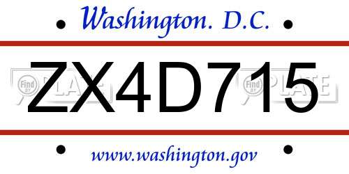 ZX4D715 District Of Columbia License Plate