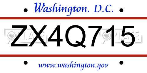 ZX4Q715 District Of Columbia License Plate