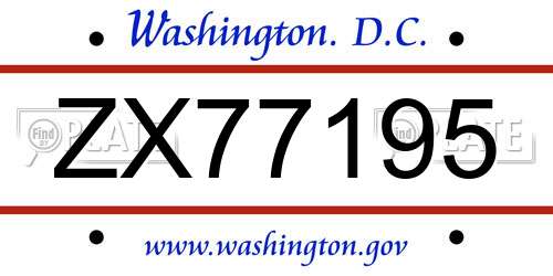 ZX77195 District Of Columbia License Plate