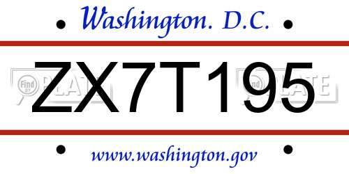 ZX7T195 District Of Columbia License Plate