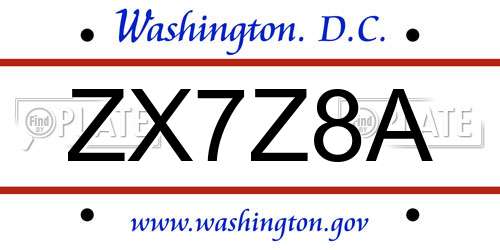 ZX7Z8A District Of Columbia License Plate
