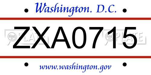 ZXA0715 District Of Columbia License Plate