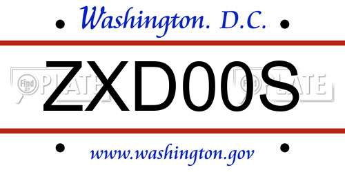 ZXD00S District Of Columbia License Plate
