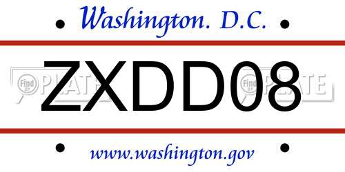 ZXDD08 District Of Columbia License Plate