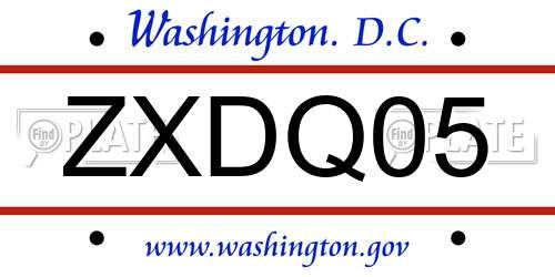 ZXDQ05 District Of Columbia License Plate