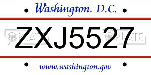 ZXJ5527 District Of Columbia License Plate