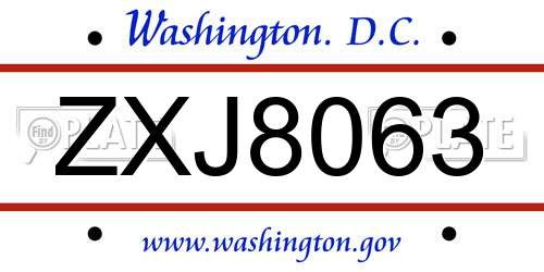 ZXJ8063 District Of Columbia License Plate