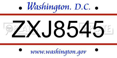 ZXJ8545 District Of Columbia License Plate