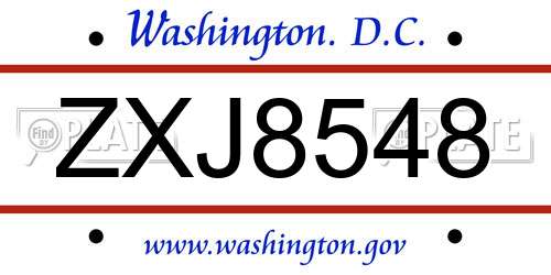 ZXJ8548 District Of Columbia License Plate