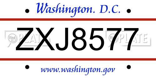 ZXJ8577 District Of Columbia License Plate