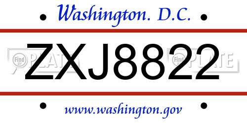 ZXJ8822 District Of Columbia License Plate
