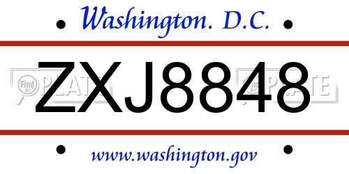 ZXJ8848 District Of Columbia License Plate