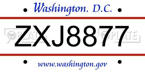 ZXJ8877 District Of Columbia License Plate