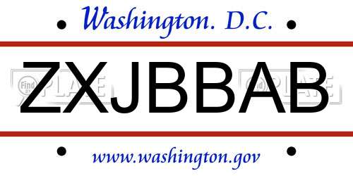 ZXJBBAB District Of Columbia License Plate