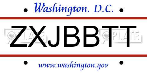 ZXJBBTT District Of Columbia License Plate