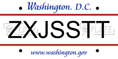 ZXJSSTT District Of Columbia License Plate