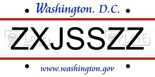 ZXJSSZZ District Of Columbia License Plate