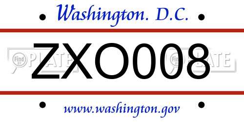 ZXO008 District Of Columbia License Plate