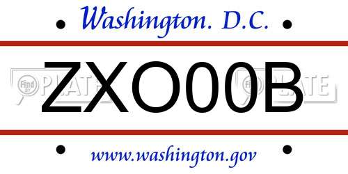 ZXO00B District Of Columbia License Plate