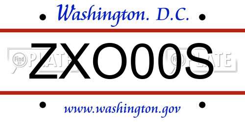 ZXO00S District Of Columbia License Plate