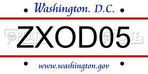 ZXOD05 District Of Columbia License Plate