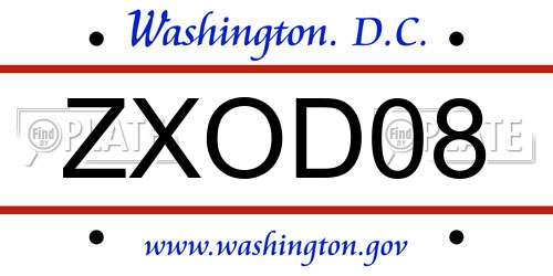 ZXOD08 District Of Columbia License Plate