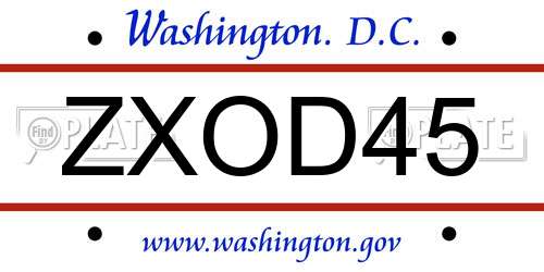 ZXOD45 District Of Columbia License Plate
