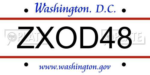 ZXOD48 District Of Columbia License Plate