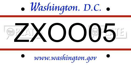 ZXOO05 District Of Columbia License Plate