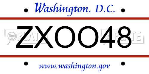 ZXOO48 District Of Columbia License Plate