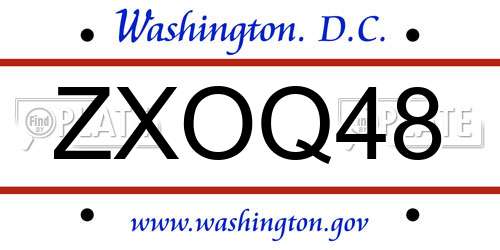 ZXOQ48 District Of Columbia License Plate