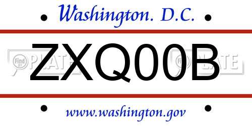 ZXQ00B District Of Columbia License Plate