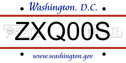 ZXQ00S District Of Columbia License Plate