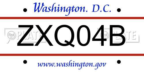 ZXQ04B District Of Columbia License Plate